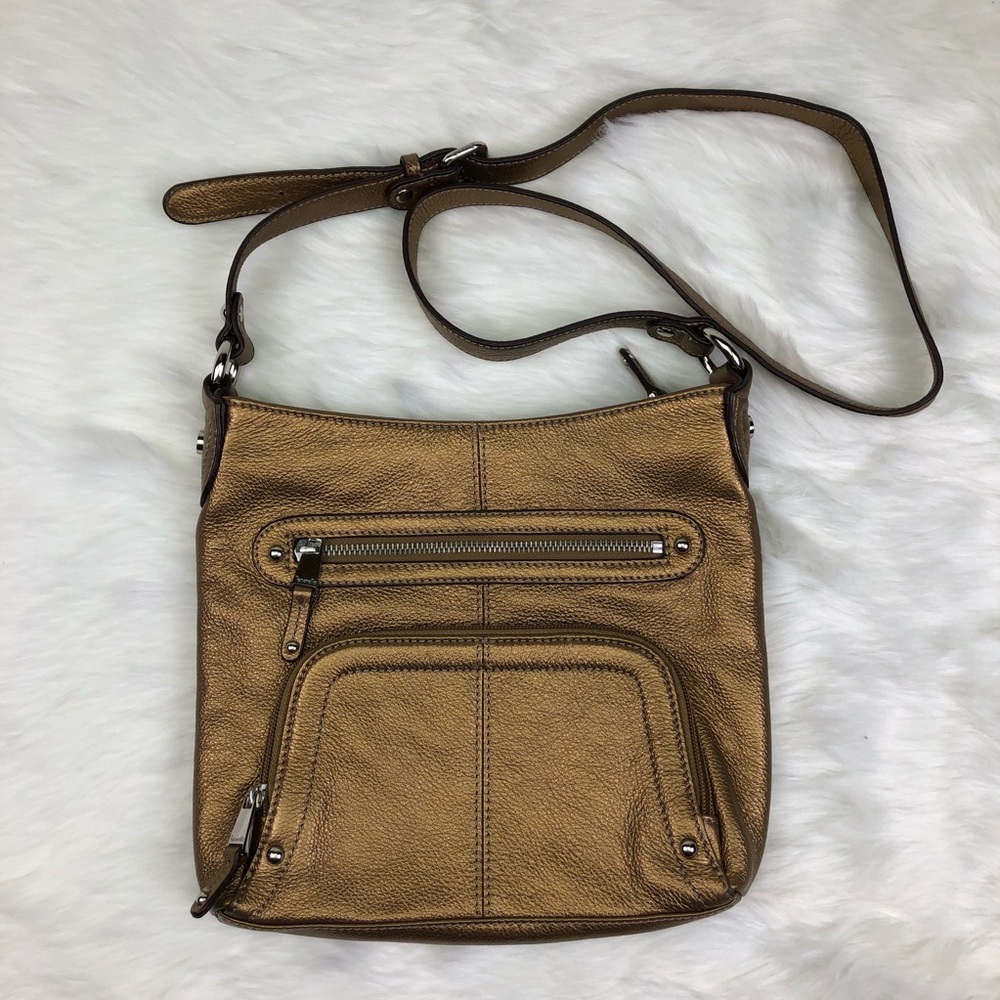 Tignanello Metallic Leather Crossbody Bag